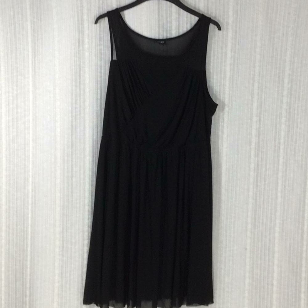 Torrid Black Chiffon Sleeveless Dress - Size 2 - Sheer Overlay